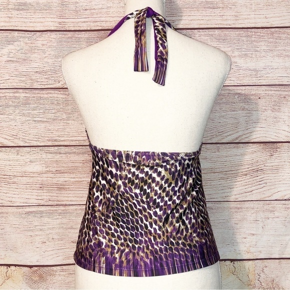 BECCA by Rebecca Virtue On the Prowl Tankini Set Halter Neck Animal Print S/M - Picture 7 of 14